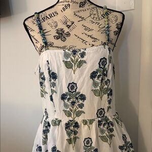 Floral Maxi Dress - White and Blue